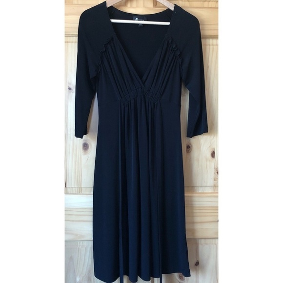 AB Studio Mock Wrap Figure Flattering Tie Back Dress Size M - Picture 5 of 6
